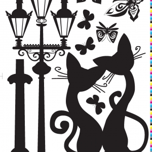 Декоративна наліпка Label №2 Коты с фонарём